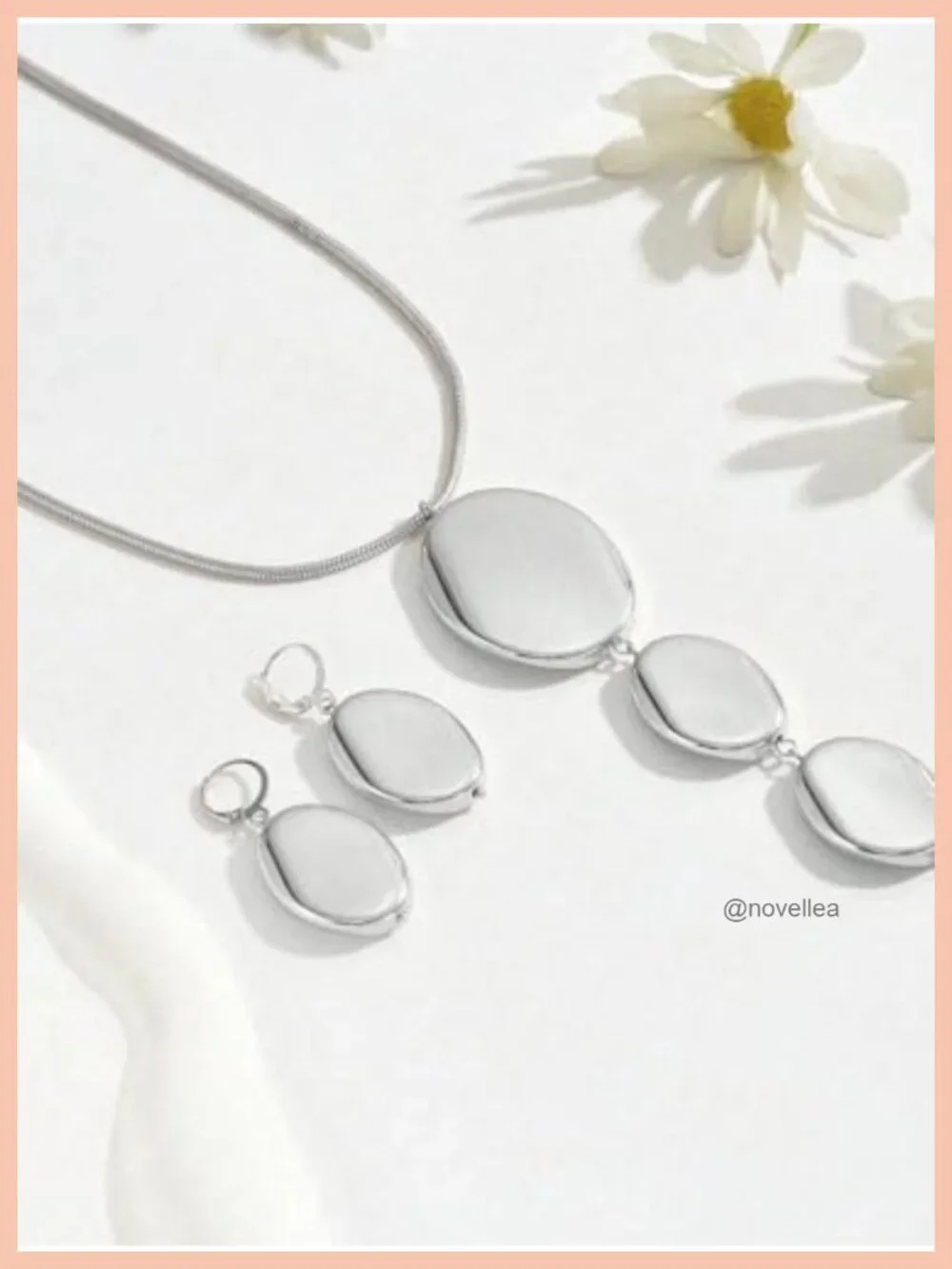 2PCS Geometric Y-Necklace and Earrings Set with Snake Chain